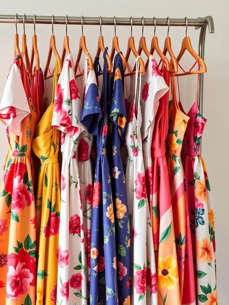 Robes fleuries multicolores sur portant – Vêtements Lavaud